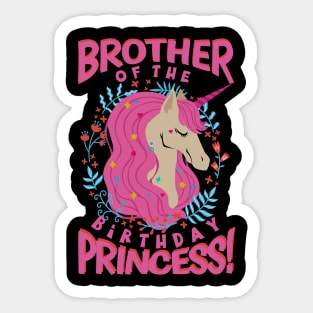 Brother of the Birthday Princess Unicorn Sticker